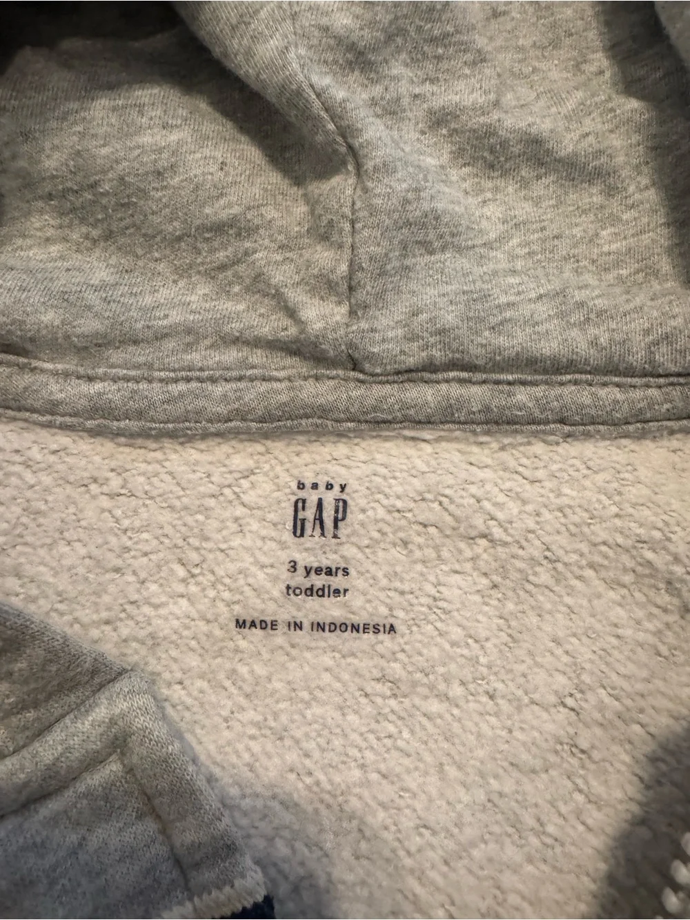 GAP Kids Light Gray Full-Zip Hoodie with Navy Logo